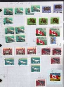 Canada 1989-1997 Big Accumulation 1100 Used Stamps on Pages