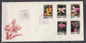 N. Korea, Scott cat. 3277-3281. Orchids issue. First day cover.