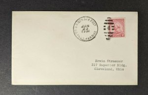 1931 SS President Harding Sea Post Cover to Cleveland Ohio