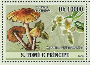 Mushrooms Stamp Orchids Entoloma Clypeatum Calypso Bulbosa S/S MNH #3402-3410