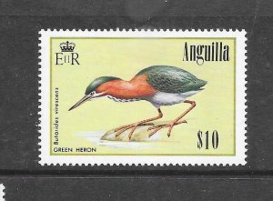 BIRDS -ANGUILLA #639 GREEN  HERON MNH