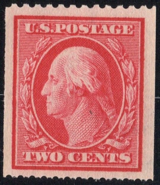 1910 2c  carmine Washington M/OG/NH/XF coil stamp P12H SC386