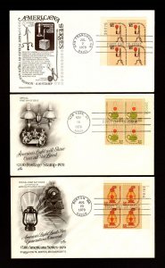 FDC: #1610-1612 $1.00, $2.00 & $5.00 AMERICAN SERIES - PLATE BLOCKS