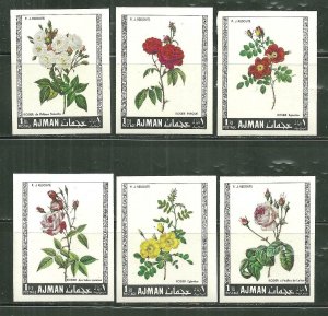 Ajman MNH Set Of 6 Flowers Imperfs.