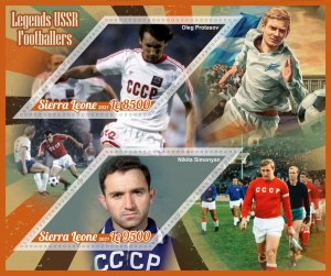 Stamps.Soccer. Legends USSR Footballers 2021 year 1+1 sheets perf Sierra Leone