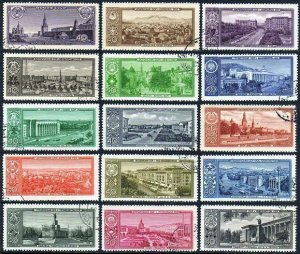 Russia 2120-2134,CTO.Michel 2146-2154,2174-2179. Capitals,Soviet Republics,1958.