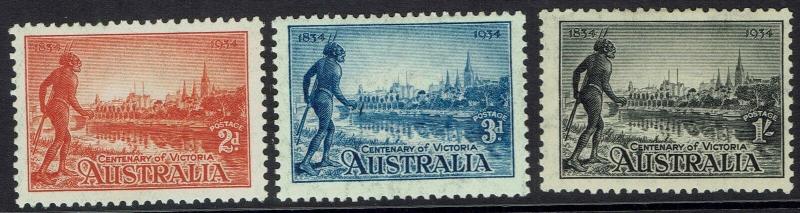 AUSTRALIA 1934 VICTORIA CENTENARY SET PERF 11.5 