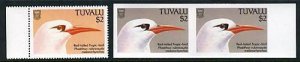 TUVALU $2 RED TAIL TROPIC BIRD BLUE PRINT MISSING ERROR