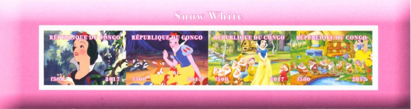 Disney Stamps 2017 MNH Snow White & Seven Dwarves Cartoons Animation 4v IMPF M/S