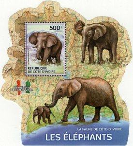 Elephants Stamp Loxodonta Africana Souvenir Sheet MNH #1611