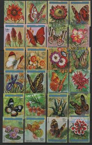 BURUNDI  435-440, C187-C192 MNH SINGLES FLOWERS & BUTTERFLIES SET