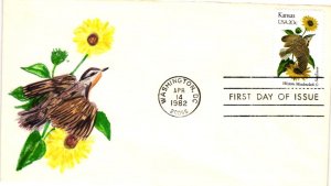 #1968 Kansas Birds & Flowers-UNKNOWN HAND PAINTED CACHET