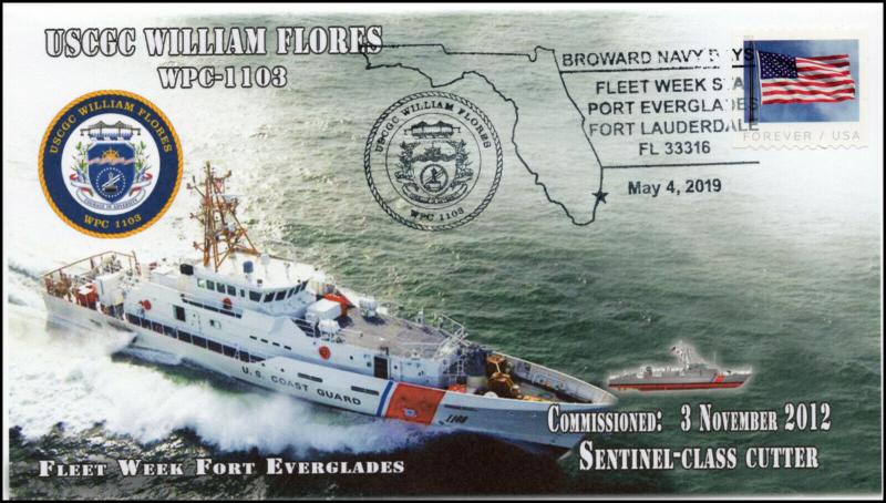 19-083, 2019, USCGC William Flores, Pictorial Postmark, Event Cover, Coast Guard