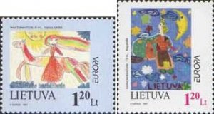 Lithuania 1997 Europa CEPT Fairy tales children pictures set of 2 stamps MNH