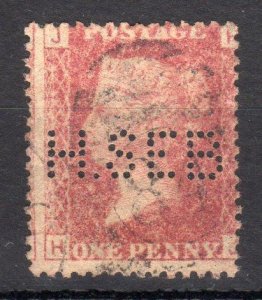 PENNY RED PLATE ? WITH 'H S E B' PERFIN