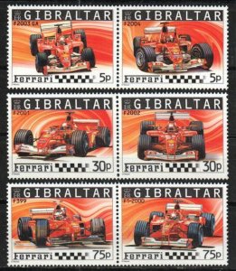 Gibraltar Stamp 993-998  - Ferrari race cars