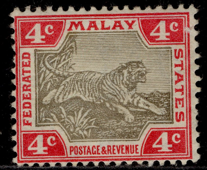 MALAYSIA - Federated Malay EDVII SG36, 4c grey & scarlet, M MINT. Cat £70.