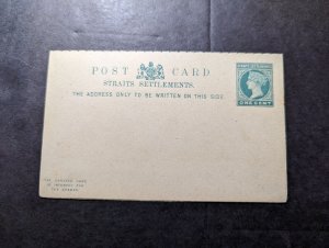 Mint Straits Settlements Postal Stationery Postcard and Reply Card One Cent