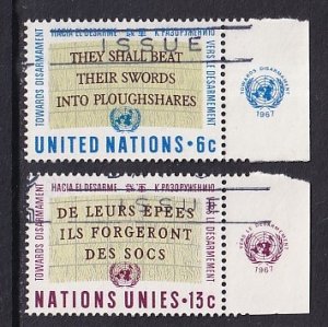 United Nations New York   #177-178  used  1967   quotation from Iasaiah