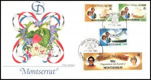 Montserrat 465-467,469 Royal Wedding Fleetwood U/A FDC