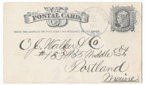 Searsport to Portland, Maine 1881 Scott UX5, Double Circle Datestamp