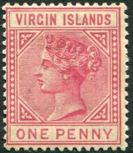 BRITISH VIRGIN ISLANDS-1884 1d Deep Rose Sg 29a toned gum MOUNTED MINT V33656