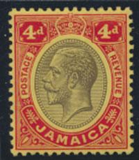 Jamaica SG 63c SC# 72b  MVLH  on pale yellow see details