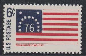 US 1348 Historic Flags Bennington Flag 1777 6c single (1 stamp) MNH 1968
