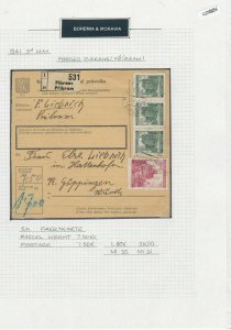 Bohemia Moravia 1941 Stamps Reciept Card Ref: R6358