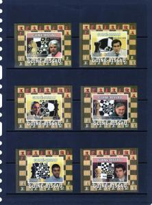 Guinea Bissau 2008 CHESS MASTERS (6) Deluxe s/s Mint (NH)