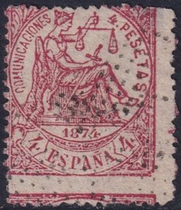 Spain 1874 Sc 209a used major perf shift damaged corner