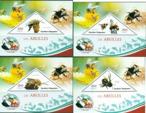 BEES INSECTS FAUNA CHARLES DARWIN MADAGASCAR 2019 MNH STAMP SET 4 SHEETS