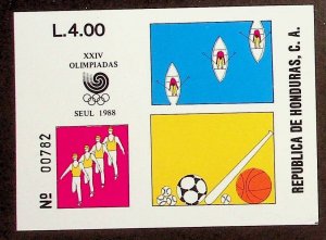 HONDURAS Sc 359 NH SOUVENIR SHEET OF 1988 - OLYMPICS