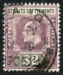 Straits Settlements SG120 KEVII Two Dollar Wmk CA Cat 95 pounds