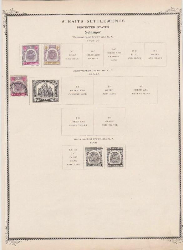 negri sembilan mounted mint used stamps on old album page ref r9048