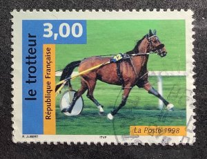 France 1998 Scott 2674 used - 3.00fr,  Horses, le trotteur