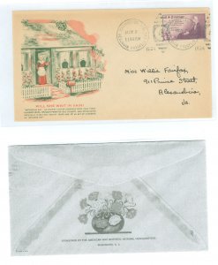 US 738 1934 3c Mother's Day (Whistler's Mother) single, on an addressed first day cover with an American War Mother...