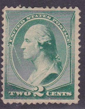 U.S. 1887  2cent green Washington perf 12 FINE/VF/Mint(*)