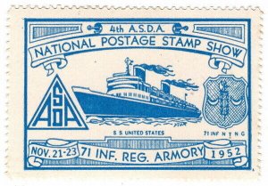 (I.B) US Cinderella : ASDA National Postage Stamp Show (New York 1952)