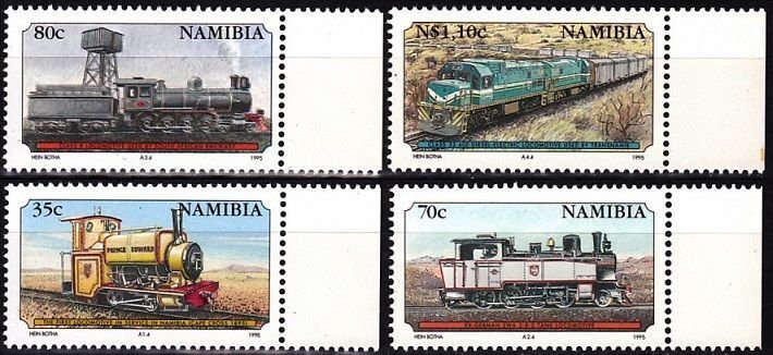 NAMIBIA 1995 Trains Locomotives. Centenary of Railways, MNH