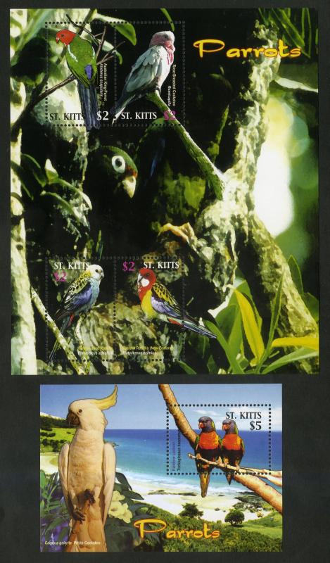 ST KITTS 617-618 MNH S/S SCV $10.50 BIN $6.00 BIRDS