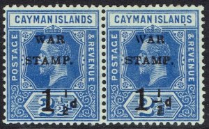 CAYMAN ISLANDS 1917 KGV WAR STAMP PAIR LEFT STAMP NO FRACTION BAR