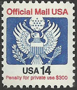 # O129A MINT NEVER HINGED EAGLE HOLDING ARROWS AND BRANCH