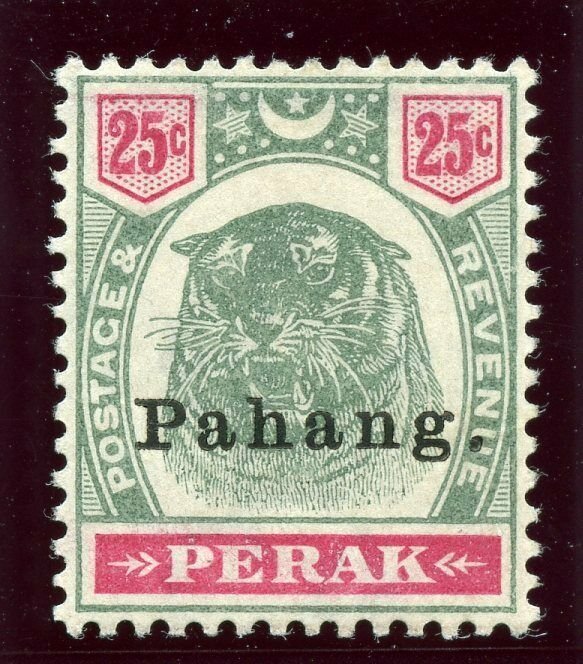 Malaya - Pahang 1898 25c green & carmine MLH. SG 20. Sc 17.