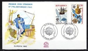 France, Scott cat. 2287-2288. Discovery of America issue. First day cover.