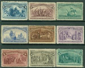 EDW1949SELL : USA 1893 Scott #230-38 Mint Original Gum. All Very Fresh. Cat $549