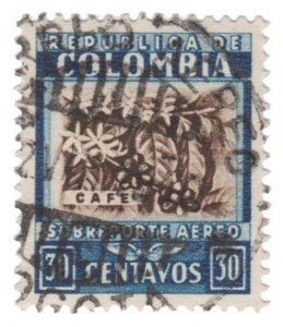 COLOMBIA AIRMAIL STAMP 1932 - 39. SCOTT # C102. USED. # 4