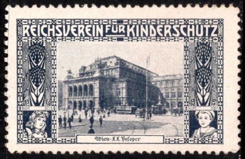 Vintage Austria Poster Stamp Imperial Association For Child Protection Vienna
