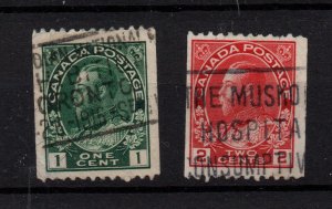 Canada KGV 1914 1c & 2c Coil SG217-218 fine used WS36839