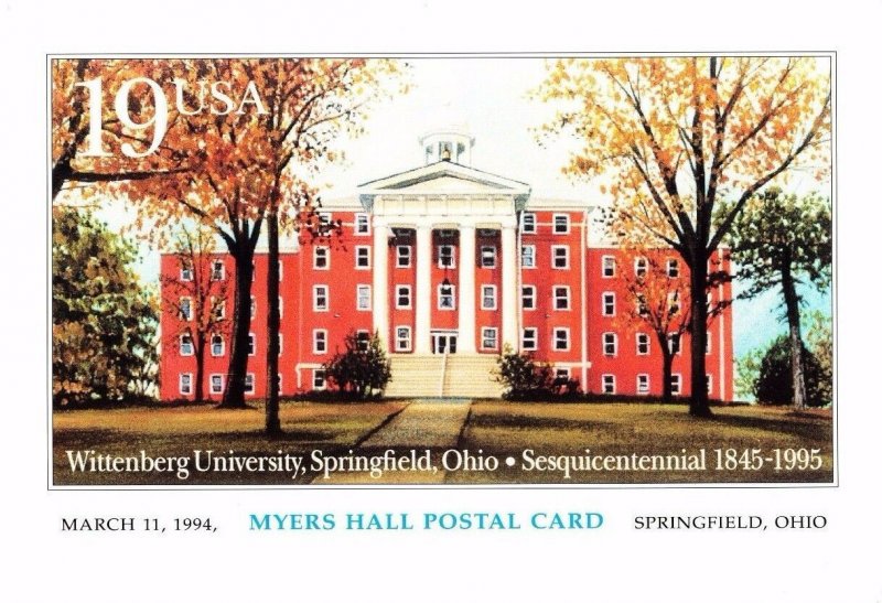 USPS First Day Ceremony Program UX175 Wittenberg U Myers Hall Postal Card 1994